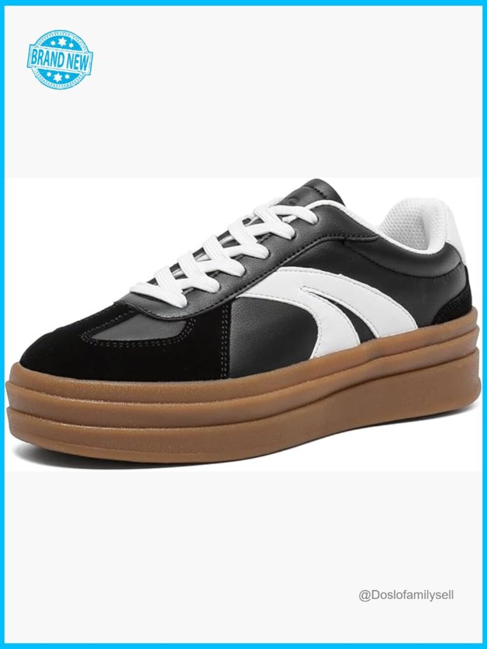 Lace Trim Platform Sneakers - Retro Chunky Casual Walking Shoes Thick Sole